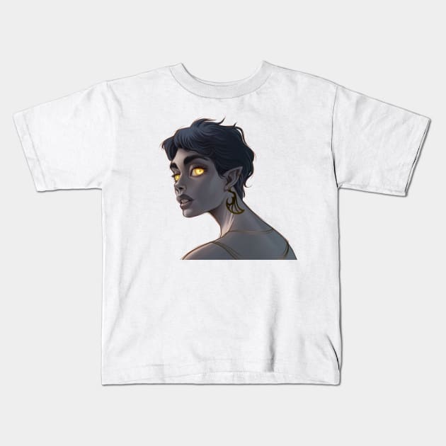 ELF YELLOW EYES Kids T-Shirt by felixantosart